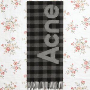 Acne Charcoal and Slate Plaid Scarf